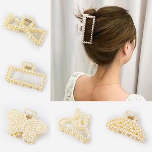 Hair Clips Barrettes Pearl Hairpin Acrylic For Woman Large Size Barrette Crab Ladies Fashion Accessories