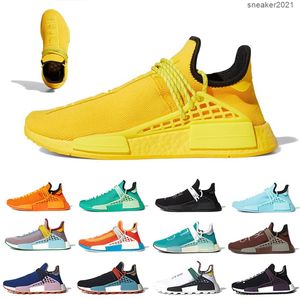 pharrell i̇nsan yarışı ayakkabı satılık toptan satış-Satılık iyi Ekstra Göz PHARRELL WILLIAMS X İnsan Yarışı Erkek Kadın Koşu Ayakkabıları Çizgi Yeşil Superstar Hu Runner Çikolata Erkek Spor Sneakers
