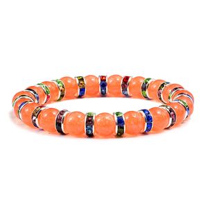 Kamień naturalny Jasne pomarańczowe koraliki bransoletka nitki elastyczne rhinestone liny mężczyźni kobiety bransoletki joga handmade biżuteria prezent