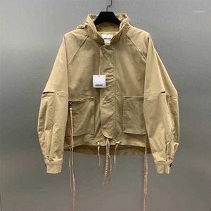 Wholesale womens khaki jackets resale online - 2021ss Windbreaker Men Women Pullovers Jackets Hiphop Zipper Khaki Hooded Windproof Cotton Jacket Coats
