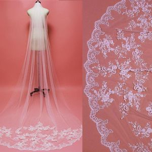 Wholesale sparkling veils resale online - Bridal Veils Beautiful Sparkling Sequins Lace Appliques Long Veil With Comb One Layer Cathedral Wedding Accessories