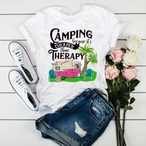 Wholesale truck camper tops for sale - Group buy Happy Camper Truck Short Sleeve Womens Tops Print Clothes Graphic Female Tumblr Shirts