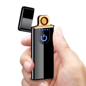 Elektrisk lättare uppladdningsbar touch induktion USB ultra tunn elektronisk cigarett lättare bärbara vindtäta kreativa rökning tillbehör gadgets för män