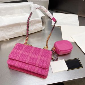 парижская модная сумка оптовых-Дизайнерские женщины Tweed стеганая сумка для Crossbody Paris Brand Fashion Woc C Black Сумки для плеч шерстяной гусеничной сумки с монетой Кошелек люкс дизайнеры сумки