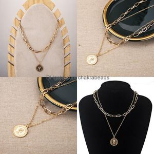 Necklaces Girls Ladies Womens Pendant Jewelery Chakrabeads Korea Chic Temple Gold Mti layer Stacked Coins Simple Temperament Wild Loc jllvBV