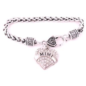 Bedelarmbanden Hoogwaardige vrouwen sieraden armband mimi geschreven tarwe link ketting hart hanger kristallen zinklegering daling