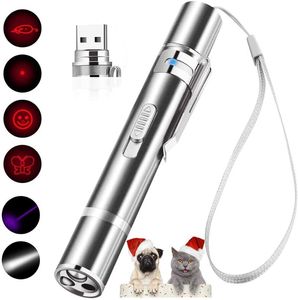 oyuncak el feneri toptan satış-Lazer Pointer Şarj Edilebilir Pet Chasing Oyuncak Kırmızı Nokta Işık Kedi Köpek için Egzersiz Toplantı Gece Işıkları Fenerleri Torches