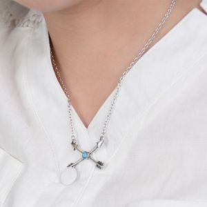 silber pfeil halskette großhandel-Neue Art und Weise böhmischer Stil versilbert türkis Pfeil Halskette für Frauen Schmuck
