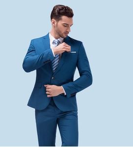 açık mavi erkekler düğün takımları toptan satış-Custom Made Koyu Mavi Erkekler Suit Terzi Made Suit Ismarlama Işık Lacivert Düğün Erkekler Için Suits Slim Fit Damat Smokin Erkekler Için
