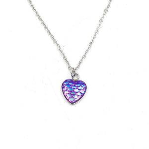 Wholesale mermaid heart resale online - Fashion Stainless Steel Drusy Druzy MM Mermaid Scale Heart Love pendant Charms Necklace for women jewelry