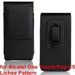 c5 mobile phone оптовых-Высокое качество искусственная кожа мобильный телефон чехол зажим для ремня чехол для Alcatel One Touch POP C5 OT5036 D