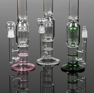 I lager Glas Vatten Rökning Rör Inline Percolator Pipes Honeycomb Disk Bong Med Arm Tree Perc Vase och mm Man Joint