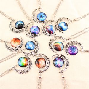 12 färger pärla halsband vintage måne halsband starry yttre rymd universum ädelsten hängen halsband kedja smycken barn tillbehör