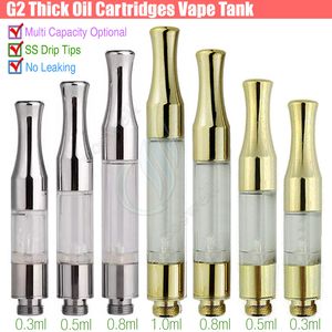G2 BUD Touch Cartridges Tank gold stainless steel drip tips WAX Thick Oil Vaporizer Atomizers CE3 O Pen cigs vapor Mini cartomizers vape