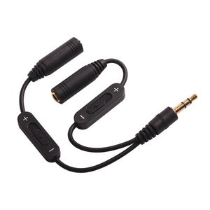 Volumeregeling mm Plug Jack Hoofdtelefoon Audio Stereo Y Splitter Koordkabel met aparte telefoon