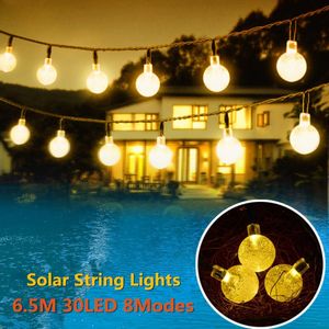 Lampy słoneczne Zasilane LED Outdoor String Lights M eds Crystal Ball Globe Fairy Strip dla Outside Garden Patio Party Boże Narodzenie