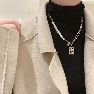 cadeia de broche de moda venda por atacado-Francês freshwater pérola broche colar mulheres coreia simples temperamento versátil moda personalidade de moda colar de corrente