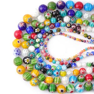 4 mm Flower Patterns Millefiori Glas Loose Crafts Pärlor för smycken Göra Strand tum DIY FINDINGS Accessorries