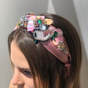 vogelklammern großhandel-Haarklammern Barrettes F3120 Übertriebene Vogel Blume Reifen Kreative Stoff Super Fee Head Girl Zubehör Frauen Bands