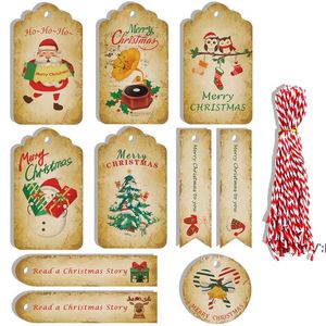 Wholesale santa claus wrapping paper resale online - 50Pcs Merry Christmas Kraft Paper Tags DIY Handmade Gift Wrapping Paper Labels Santa Claus Hang Tag Ornaments DWD11917