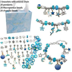 Bangle DIY Charm Cartoon Bracelet Beads Making Kit Jewelry Supplies Crystal String Craft Gifts Set For Girl Teens
