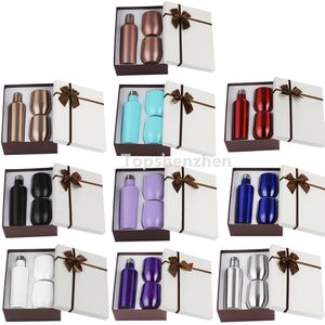 10 Colors set Wine Tumbler Bottle Mug Chiller Double Wall Stainless Steel Vacuum Insulated oz Water Bottles oz Travel Wines Glass Coffee Cup With Gift Box
