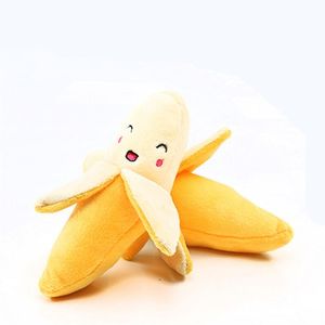 juguetes para sonar al por mayor-Sonido plátano sandía rábano frutas peluche juguete verduras clásico lindo perro regalo interactivo suave mascota dentición molar niños juguetes v2