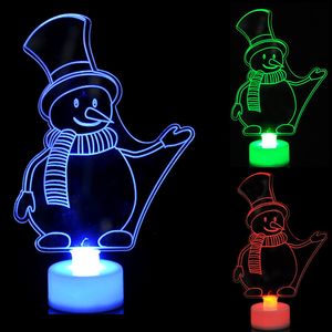 kardan adam ürünleri toptan satış-Parlayan Renkli Akrilik Noel Ağacı Kardan Adam Noel Baba Hediyeler Noel Dekorasyon Ürünleri Parti Tatil Gece Lambası Malzemeleri B3