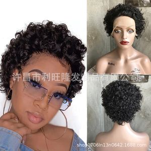 Wholesale short length lace wigs resale online - Short pixie cut curl human hair wig