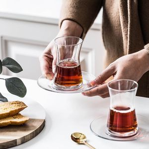 Pasabahce Nordic Small Verse Style Turkey Kop En Saucer Sets Espresso Coffee Mok S Glass Cup Para Cafe Cups Saucers