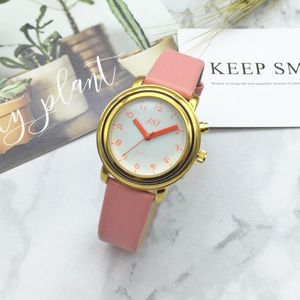 Wholesale talking band for sale - Group buy English Talking Watch With Alarm Function For Ladies Date And Time White Dial Leather Band Wristwatches