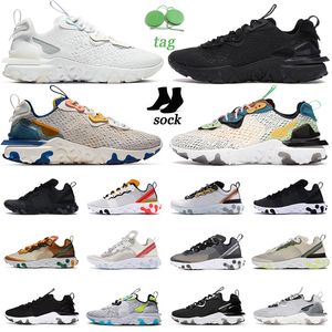 React Element Vision Men Running Shoes Triple White Iridescent Honeycomb Total Orange Peel Blue Chill Olive Mens Women Trainers Sports Sneakers