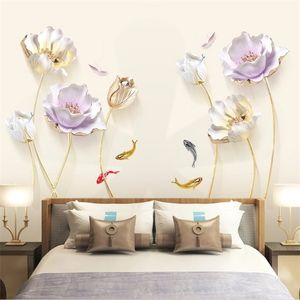 Chinese stijl bloem d behang muurstickers woonkamer slaapkamer badkamer home decor decoratie poster elegant Q2