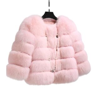 Wholesale fur coats for plus size women for sale - Group buy Women Winter Fur Coat Red Blue Short Jacket Thick Warm Overcoat Outerwear Fashion O Neck Plus Size Female