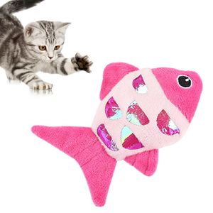 niedlicher fischplüsch großhandel-Katzenspielzeug Haustierspielzeug Nette Fische Bissbeständige Plüschkau Beißring Crinkle