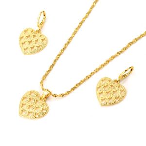 Wholesale dubai african jewelry sets pendant earrings resale online - Earrings Necklace Gold Dubai India Heart African Jewelry Set Pendant Wedding Bridal Sets For Women Girl Gifts