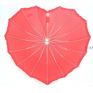 Czerwony Kształt Serca Parasol Romantyczny Parasole Parasole Długie Parasol na ślub Photo parasol Walentynki Gift Seay HHF13541