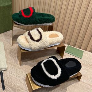 Wholesale pvc winter slipper for sale - Group buy high quality winter Men Cartoon slippers fashion Lazy black white letter women designer shoes sexy platform Lady keep warm wool flops Large size With box