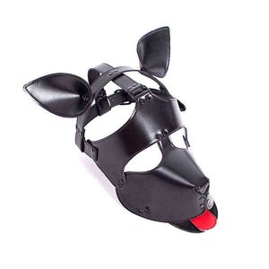 NXY SM Bondage Unisex Soft Faux Leather Fetish Play Dog Hood Maska z uszami Czerwony Tongue Head Reflaint Products Produkty