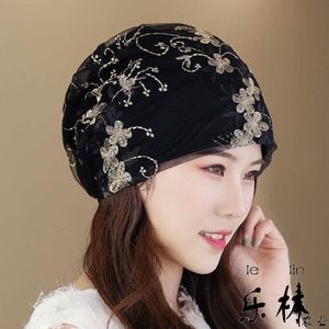 Koreanska kvinnors vår och sommar fyra årstider fritid huvudduk keps luftkonditionering månad skallig spets baotou täcker vit hår hatt xguk