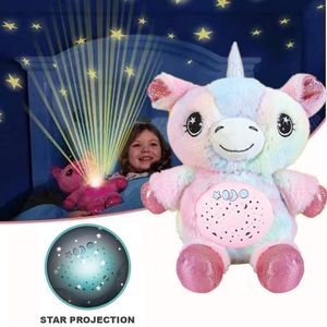 Wypchane zwierzę z lekkim projektorem w pocieszaniu belly zabawki pluszowe zabawka noc światła miluszowe szczeniaki świąteczne prezenty dla dzieci dzieci