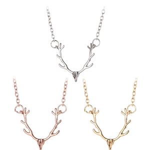 geyik başlı mücevherat toptan satış-Noel Küçük Boynuz Geyik Kafa Elk Kolye Boynuzları Kadınlar Için Sevimli Gerdanlık Kolye Takı Charms Mücevherat