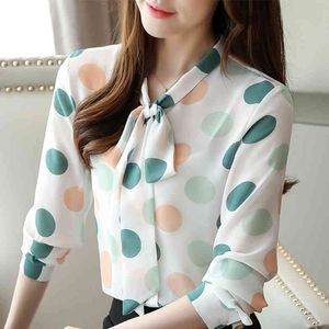 Wholesale woman v neck tops for sale - Group buy Womens Tops And Blouses Long Sleeve Dot Chiffon Blouse Women Shirts Bow Tie V neck Tops Blouses Woman Blusa Feminina C31