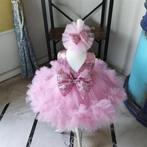 Girl s Dresses Lovely Kids Clothes Baby Infant Girls First Birthday Party Dress Sequined Bow Princess Pageant Gown Special Occasion