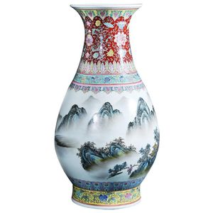 Wazony Jingdezhen Antyczne Ceramika Craft Kolekcja Dekoracji Stary Fabryczny Porcelanowy Pastelowy Krajobraz Yu Hu Chun Waza Salon