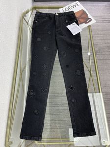 women jeans großhandel-Luxus Damen Jeans Frühling Sommer Herbst Black Stickerei Mode Designer Skinny Slim Marke Gleiche Stil