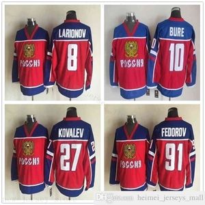 Vintage Team Olympic Ryssland Ishockey Jerseys Sergei Fedorov Igor Larionov Pavel Bure Alexei Kovalev Toppkvalitet Jersey