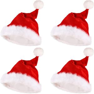 crianças trajes de papai noel venda por atacado-Natal Papai Noel Chapéus Vermelho e Branco Cap De Partido Chapéus Para Papai Noel Costume Decoração de Natal para Crianças Adult Christmas