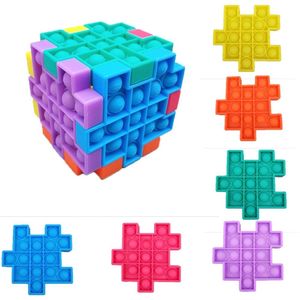 Anti Stress Puzzle Fidget Toy Push Bubble Sensory Silicone Kids Rubik s Cube Squeezy Squeeze Desk Toys DHL