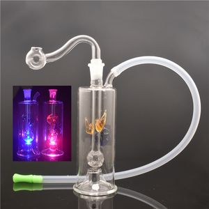 LED Light Glass Oil Burner Bongs DAB Rig Oil PerCater Bubbler Water Rury z rurami palnika szklanych i wąż